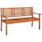 vidaXL Banco de jardín 3 plazas y cojín madera maciza eucalipto 150 cm vidaXL Banco de jardín 3 plazas y cojín madera maciza eucalipto 150 cm