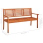 vidaXL Banco de jardín 3 plazas y cojín madera maciza eucalipto 150 cm vidaXL Banco de jardín 3 plazas y cojín madera maciza eucalipto 150 cm