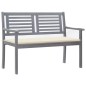 vidaXL Banco de jardín 2 plazas madera eucalipto gris y cojín 120 cm vidaXL Banco de jardín 2 plazas madera eucalipto gris y cojín 120 cm