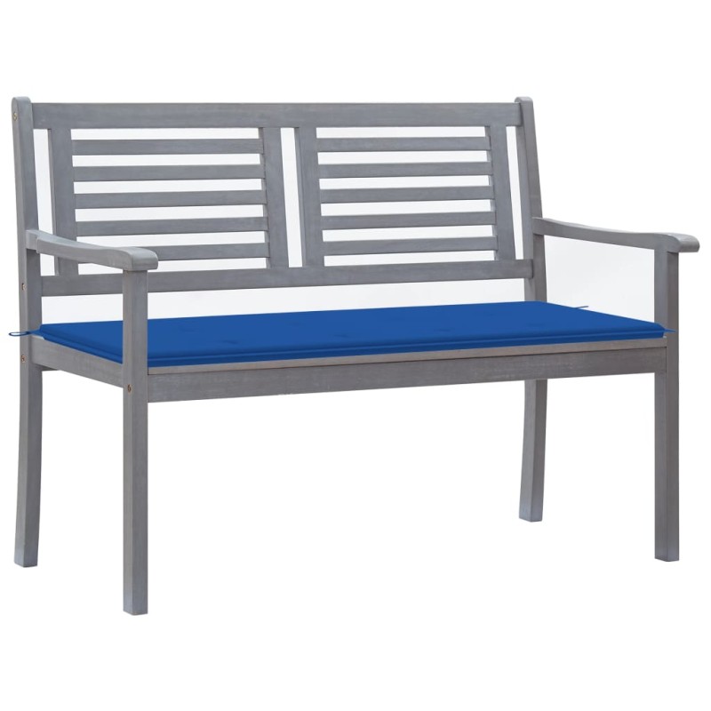 vidaXL Banco de jardín 2 plazas madera eucalipto gris y cojín 120 cm vidaXL Banco de jardín 2 plazas madera eucalipto gris y cojín 120 cm