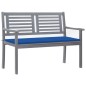 vidaXL Banco de jardín 2 plazas madera eucalipto gris y cojín 120 cm vidaXL Banco de jardín 2 plazas madera eucalipto gris y cojín 120 cm