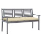 vidaXL Banco de jardín 3 plazas madera eucalipto gris y cojín 150 cm vidaXL Banco de jardín 3 plazas madera eucalipto gris y cojín 150 cm