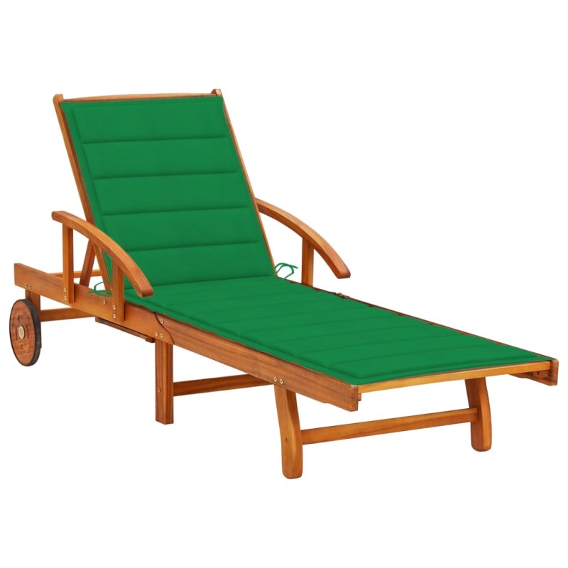 vidaXL Tumbona de jardín con cojín madera maciza de acacia vidaXL Tumbona de jardín con cojín madera maciza de acacia