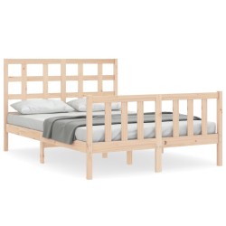 vidaXL Estructura de cama con cabecero madera maciza 140x190 cm