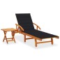 vidaXL Tumbona de jardín con mesa y cojín madera maciza de acacia vidaXL Tumbona de jardín con mesa y cojín madera maciza de acacia