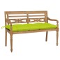 vidaXL Banco Batavia de teca maciza con cojín verde brillante 120 cm