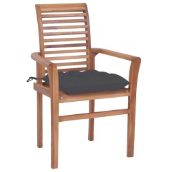 vidaXL Sillas de comedor 2 uds madera teca con cojines gris antracita