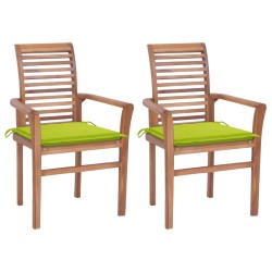 vidaXL Sillas de comedor 2 uds madera teca con cojines verde brillante