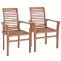 vidaXL Sillas de comedor 2 uds madera de teca con cojines blanco crema vidaXL Sillas de comedor 2 uds madera de teca con cojines blanco crema