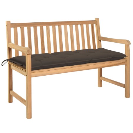 vidaXL Banco de jardín madera maciza teca con cojín gris taupe 120 cm
