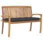 vidaXL Banco de jardín apilable y cojín madera maciza de teca 128,5 cm vidaXL Banco de jardín apilable y cojín madera maciza de teca 128,5 cm