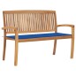 vidaXL Banco de jardín apilable y cojín madera maciza de teca 128,5 cm vidaXL Banco de jardín apilable y cojín madera maciza de teca 128,5 cm