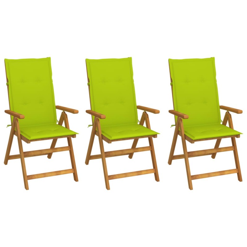vidaXL Sillas de jardín plegables 3 uds y cojines madera maciza acacia vidaXL Sillas de jardín plegables 3 uds y cojines madera maciza acacia