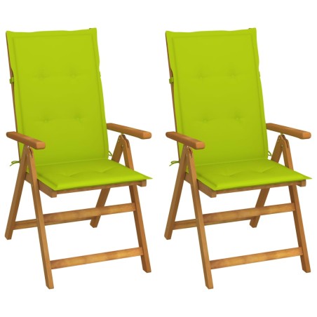 vidaXL Sillas de jardín reclinables 2 uds madera maciza acacia cojines