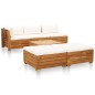vidaXL Muebles de jardín 6 pzas y cojines madera acacia blanco crema 