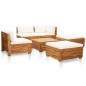 vidaXL Muebles de jardín 6 pzas y cojines madera acacia blanco crema 