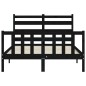 vidaXL Estructura de cama con cabecero madera maciza negro 140x190 cm