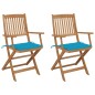 vidaXL Sillas de jardín plegables 2 uds y cojines madera maciza acacia vidaXL Sillas de jardín plegables 2 uds y cojines madera maciza acacia