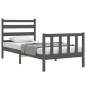 vidaXL Estructura de cama con cabecero madera maciza gris 90x190 cm vidaXL Estructura de cama con cabecero madera maciza gris 90x190 cm