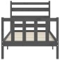 vidaXL Estructura de cama con cabecero madera maciza gris 90x190 cm vidaXL Estructura de cama con cabecero madera maciza gris 90x190 cm