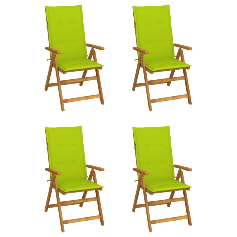 vidaXL Sillas de jardín reclinables 4 uds madera maciza acacia cojines vidaXL Sillas de jardín reclinables 4 uds madera maciza acacia cojines