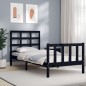 vidaXL Estructura de cama con cabecero madera maciza negro 100x200 cm vidaXL Estructura de cama con cabecero madera maciza negro 100x200 cm