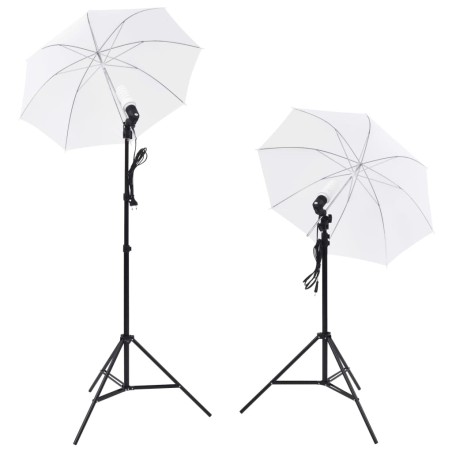vidaXL Kit estudio fotográfico lámparas, sombrillas, fondo y reflector 