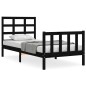 vidaXL Estructura de cama con cabecero madera maciza negro 100x200 cm vidaXL Estructura de cama con cabecero madera maciza negro 100x200 cm
