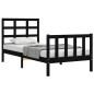 vidaXL Estructura de cama con cabecero madera maciza negro 100x200 cm vidaXL Estructura de cama con cabecero madera maciza negro 100x200 cm
