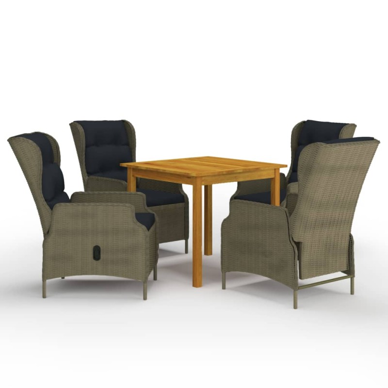 vidaXL Juego de comedor para jardín de 5 piezas marrón vidaXL Juego de comedor para jardín de 5 piezas marrón