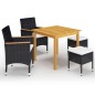 vidaXL Juego de comedor de jardín de 5 piezas negro vidaXL Juego de comedor de jardín de 5 piezas negro