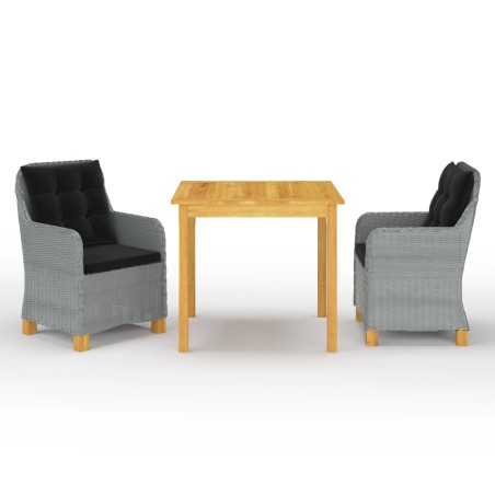 vidaXL Juego de comedor para jardín de 3 piezas gris claro