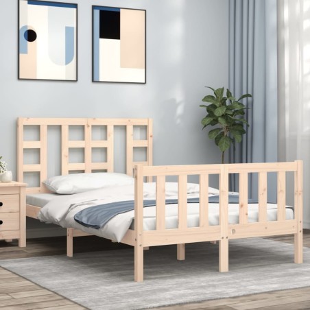 vidaXL Estructura de cama con cabecero madera maciza 120x200 cm