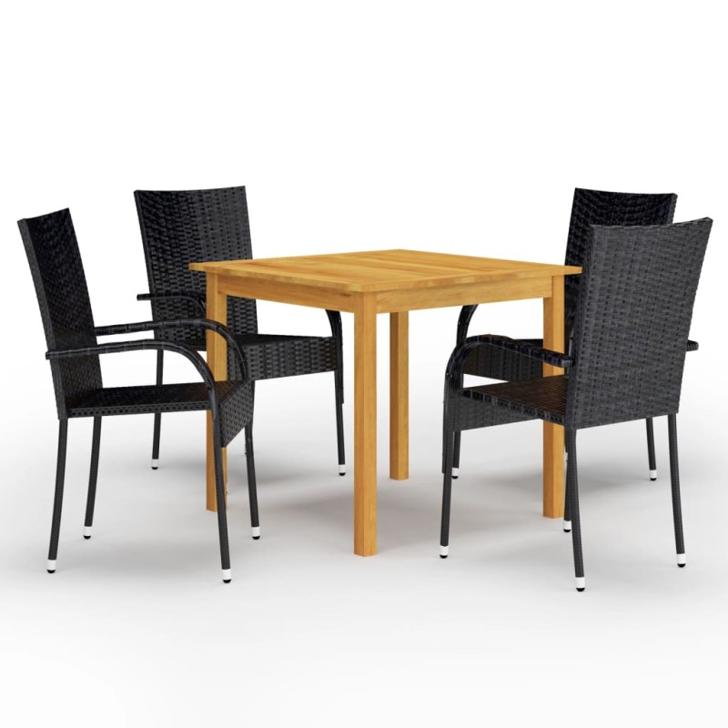 vidaXL Juego de comedor para jardín 5 piezas negro vidaXL Juego de comedor para jardín 5 piezas negro