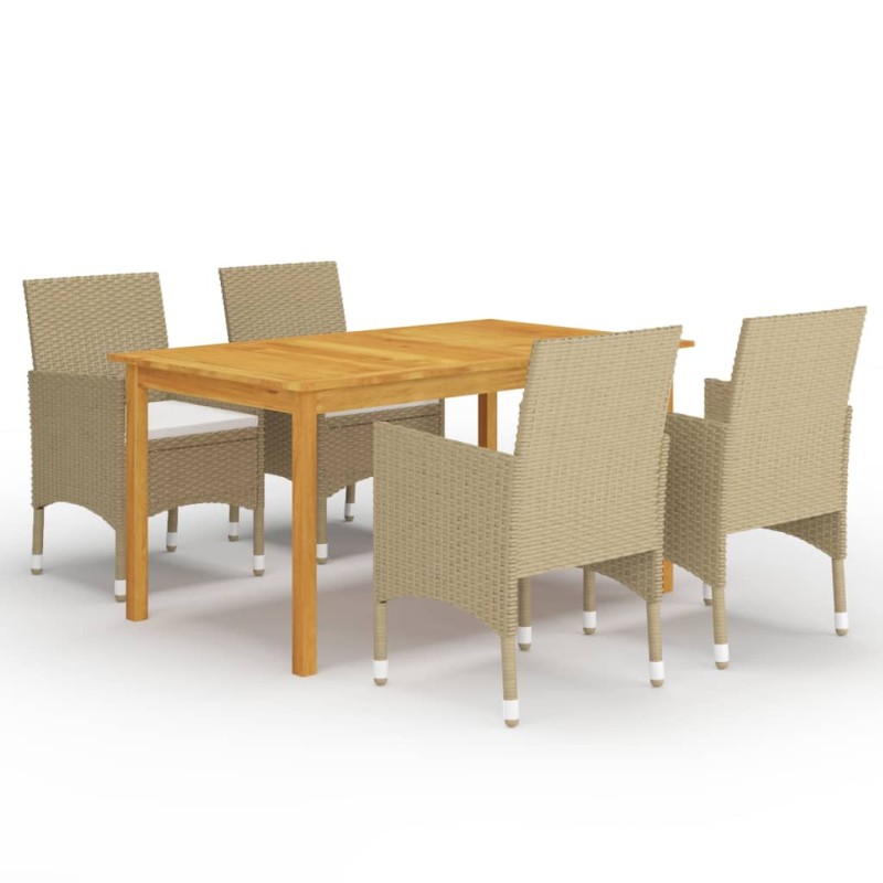 vidaXL Juego de comedor para jardín de 5 piezas beige vidaXL Juego de comedor para jardín de 5 piezas beige
