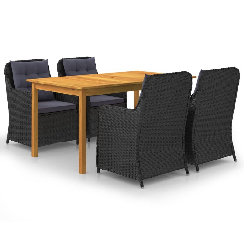 vidaXL Juego de comedor para jardín 5 piezas negro vidaXL Juego de comedor para jardín 5 piezas negro