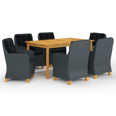 vidaXL Juego de comedor para jardín de 7 piezas gris oscuro