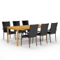 vidaXL Juego de comedor para jardín de 7 piezas negro vidaXL Juego de comedor para jardín de 7 piezas negro