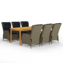 vidaXL Juego de comedor para jardín 7 piezas marrón
