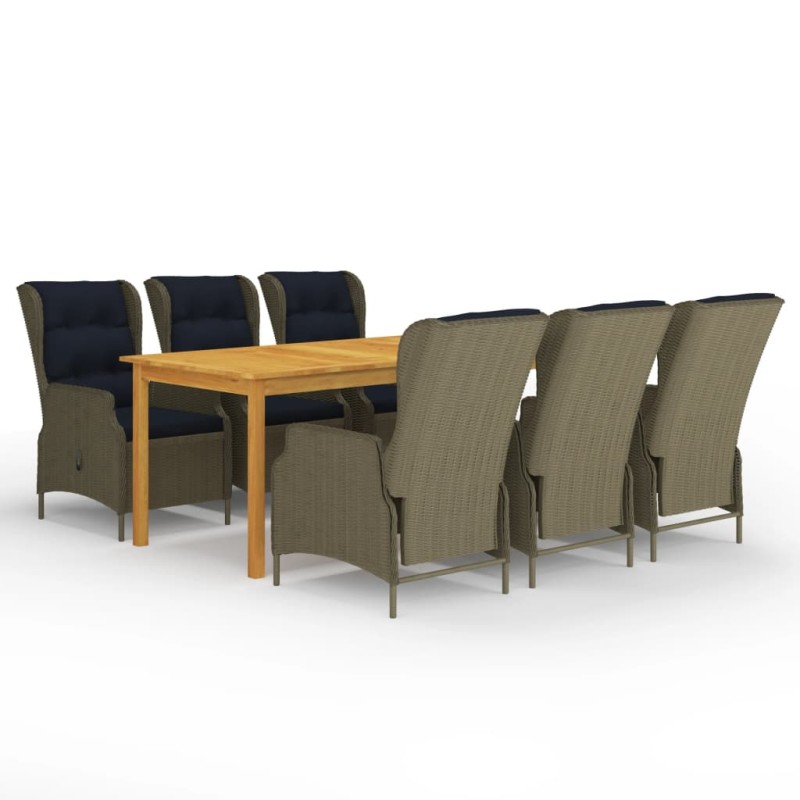 vidaXL Juego de comedor para jardín 7 piezas marrón vidaXL Juego de comedor para jardín 7 piezas marrón