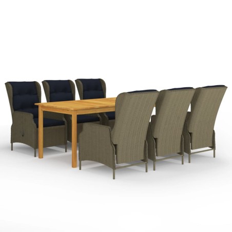 vidaXL Juego de comedor para jardín 7 piezas marrón