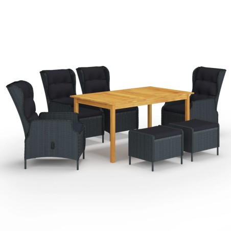 vidaXL Juego de comedor para jardín de 7 piezas gris oscuro