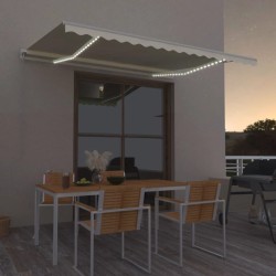vidaXL Toldo retráctil manual con LED crema 400x300 cm
