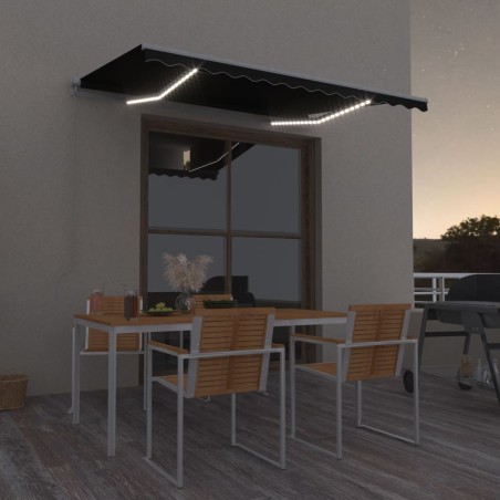 vidaXL Toldo manual retráctil con LED antracita 300x250 cm