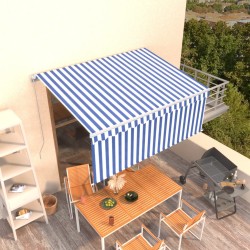 vidaXL Toldo retráctil manual con persiana azul y blanco 3x2,5 m