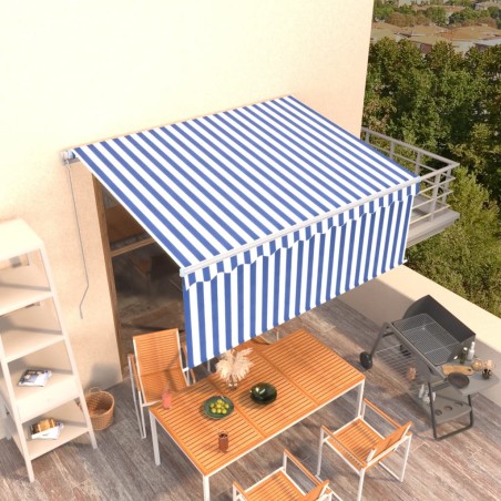 vidaXL Toldo retráctil manual con persiana azul y blanco 3x2,5 m