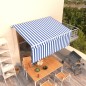 vidaXL Toldo retráctil manual con persiana azul y blanco 3x2,5 m