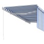 vidaXL Toldo retráctil manual con persiana azul y blanco 3x2,5 m