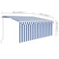 vidaXL Toldo retráctil manual con persiana azul y blanco 3x2,5 m