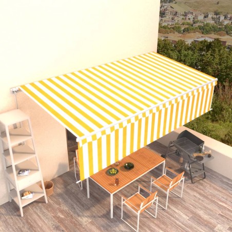 vidaXL Toldo retráctil manual con persiana amarillo y blanco 6x3 m